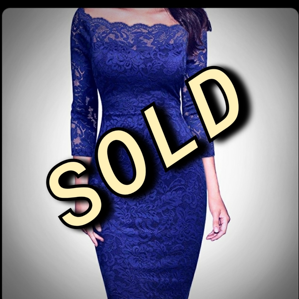 Floral Lace Boatneck Knee Length Dress.